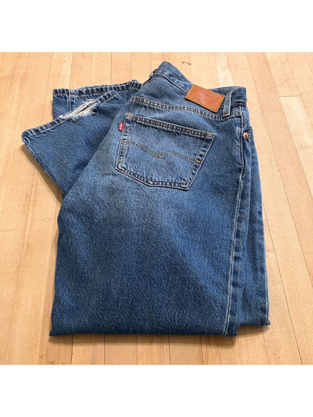 Levi's 501 Womens 90s Fit Premium Big E Straight Jeans Size 32x30 Blue AN EXC - Picture 11 of 12